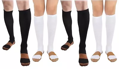 BL/WH 4 Pair Copper Compression Support Socks 20-30 MmHg Graduated Men's Women's • $24.99