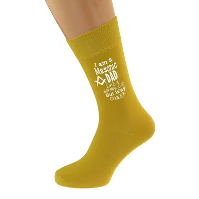 I Am A Masonic But Way Cooler Dad Mustard Socks UK 5-12 - N1102 • $6.15