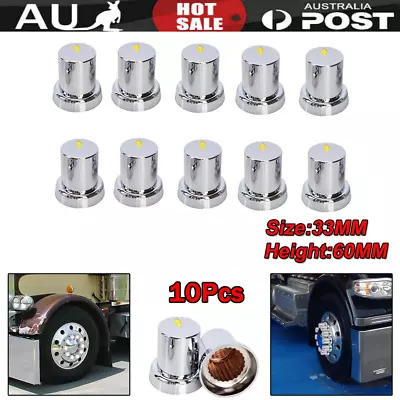 10PCS 33mm Safety Arrow ABS Wheel Nut Covers Caps Chrome For Heavy Duty Trucks • $38.59