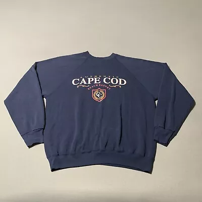 Vintage Cape Cod Beach Resort Sweatshirt Adult Large Blue Crewneck Tultex Sweats • $12.50