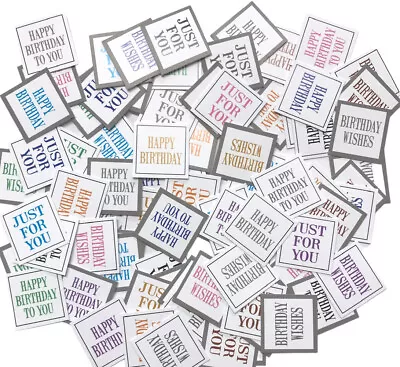 £3.99 • Buy 80+ Mini Square Birthday & Just For You SENTIMENTS PRINTED CARD TOPPERS 2.5cm
