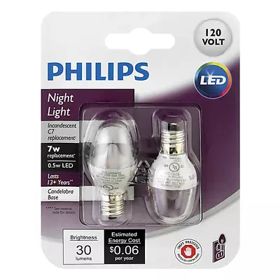 Philips 462977 7W Equivalent LED Soft White C7 Nightlight 2 Pack • $8.99