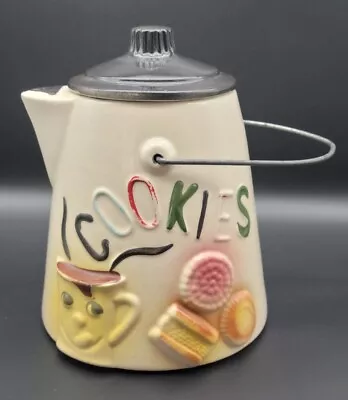 Vintage Ceramic Pitcher Shaped Cookie Jar ~ Chip On Lid ~ Retro  Farmhouse • $12.99