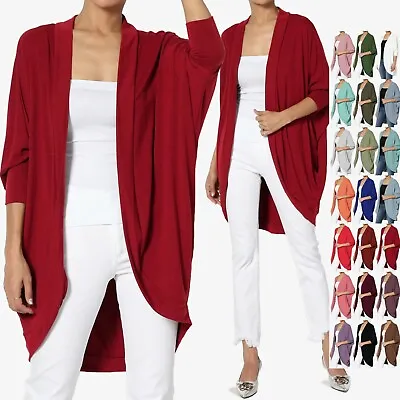 $21.99 • Buy TheMogan S~3X Cocoon Draped Jersey Knit 3/4 Sleeve Oversized Open Front Cardigan