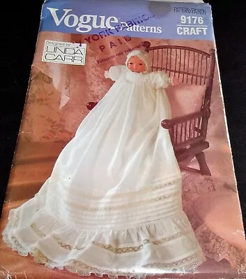 Vtg Vogue Linda Carr Pattern 9176 16  Baby Doll Christening Dress & Bonnet Uncut • $4