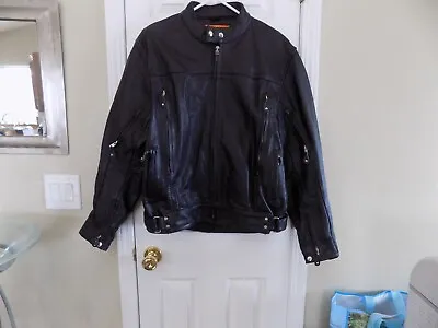 Vintage CAFE RACER Leather Motorcycle Jacket Sz 46-45   Made In Pakistan • $55