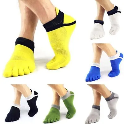 Mens Cotton Toe Socks Solid Sport Men's Five Toe Cotton Socks Five Finger • £4.89