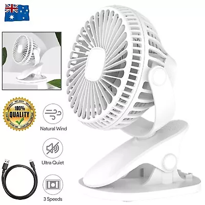 Portable 360° Mini Fan Travel USB Rechargeable Clip On Desk Fan Car Cooling Fan • $23.99