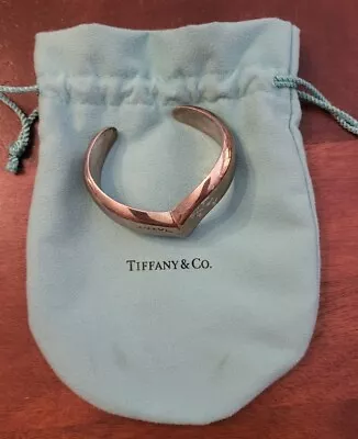 Vintage Tiffany & Co Elsa Peretti Italy Sterling Wing Wave Cuff Bracelet  • $549.99