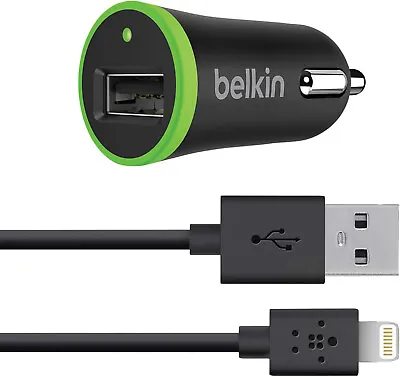 Belkin 2.1AMP 10W IPhone IPad Car Charger With Lightning To USB Cable 1.2m • £10.99