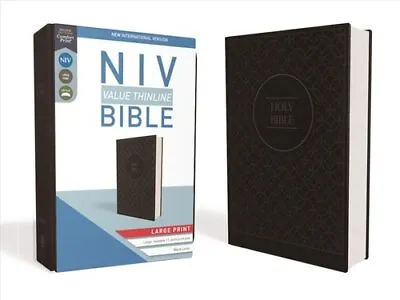 NIV Value Thinline Bible Large Print Leathersoft Gray/Black... 9780310448518 • £19.78