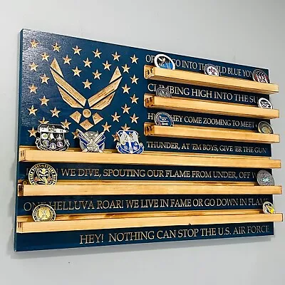 100 Coins Air Force Creed US Flag Military Challenge Coin Holder Display Rack  • $109.95