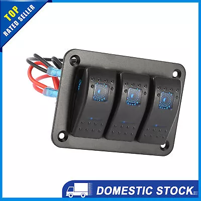 Universal 3 Gang Car Marine Boat Switch Panel 12/24V LED Toggle Rocker Pack Of 1 • $34.99