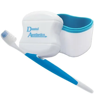 Denture Bath & Silicone Toothbrush ~ For Valplast Flexible Denture Storage Case • £8.99