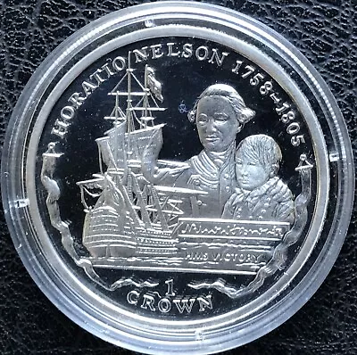 Falkland Islands 2006 Silver Proof Crown Coin ~Young Nelson & Suckling & Victory • £22.22