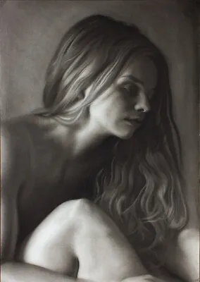Original Female Charcoal On Paper Drawing Girl Woman Portrait Artwork Nude • £160
