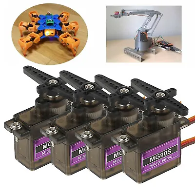 $20.95 • Buy 4Pcs Metal Gear Micro Servo Motor MG90S For Arduino Helicopter Airplane Racing