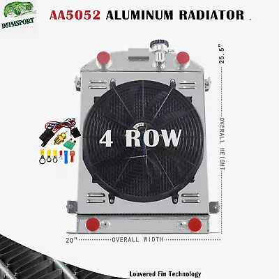 $299 • Buy 4 Rows Aluminum Radiator Shroud 12V Fan Fits Ford Model A 1930 1931 Flathead V8