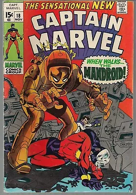 Captain Marvel #18 Marvel 1969 Carol Danvers (ms. Marvel) Gains Super-powers Fn • $39.73