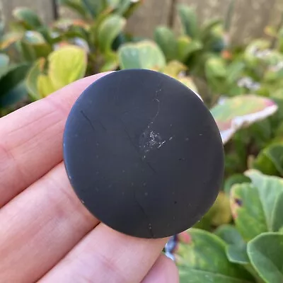 40mm Polished Shungite Phone Plate = EMF Radiation Protection (LARGE ROUND) • $13