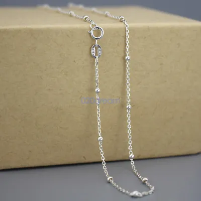 Real 925 Sterling Silver CURB Chain W/ Bead 14-28 Inches Necklace Stamped Italy • $10.06