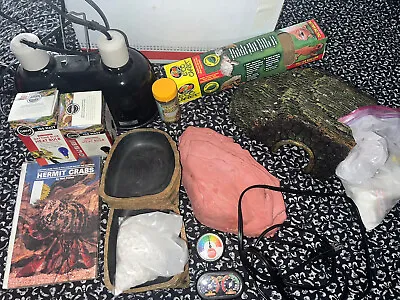 Hermit Crab / Reptile Set Up - Heated Rock Lamp House Water & Food Bowl Etc. • $110