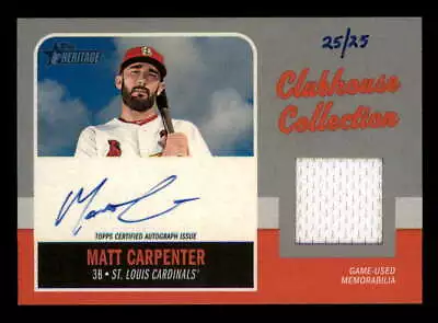 2019 Topps Heritage High Clubhouse Autograph Relic Matt Carpenter Auto #25/25  • $79.95