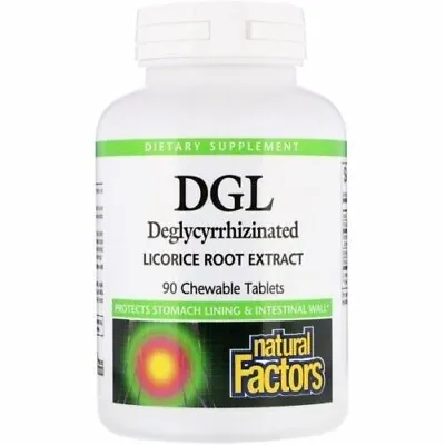 2x NATURAL FACTORS  DGL LICORICE ROOT EXTRACT - 90 CHEW TABS - EXP: AUG 2025 • £38.99