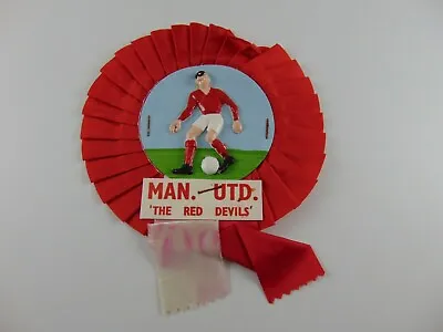 MANCHESTER UNITED FOOTBALL CLUB ROSETTE 1960's MAN UTD THE RED DEVILS ORIGINAL • £10.99