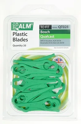 ALM QT028 Qualcast Easi-Lite 28/30 Green Bosch Lawnmower Plastic Blades X 20pk • £3.85