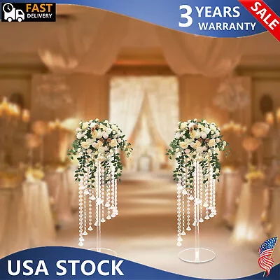 2 Pcs Acrylic Column Flower Stand Clear Acrylic Tall Vases For Centerpieces • $32