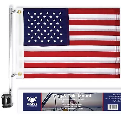 Boat Flag Pole Kit  12 X18' Inch With Clips Golf Cart & Bike Flag Pole Holder • $27.95