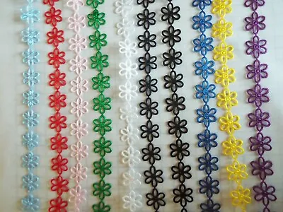 1 M- Daisy Flower Motif AppliqueTrimmingsWedding Satin Lace Ribbon- W- 2cm • £1.09