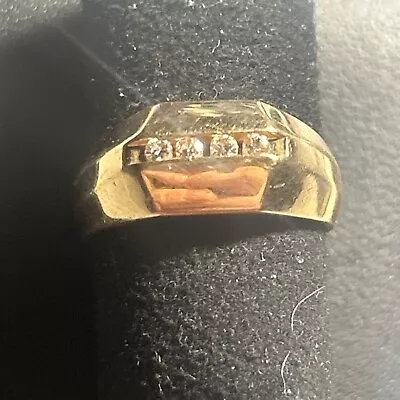 Sunning 14k Gold Band Ring With Round  Natural Diamonds Size 9 6g • $375