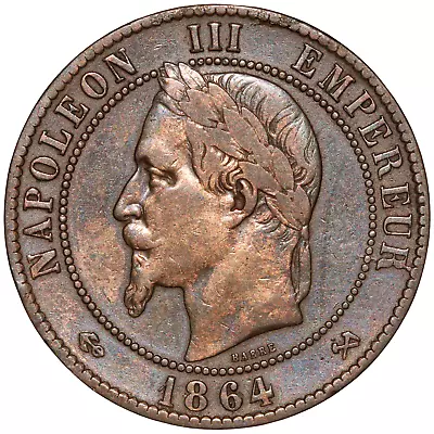 1864 K France Napoleon III 10 Centimes Coin (Bordeaux) • £7