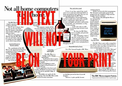 BBC Micro 2-page Magazine Advert A3 Poster On 270gsm Ilford Galerie Paper • £19.95