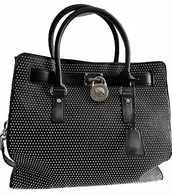 💎RARE LTD ED MICHAEL KORS BLACK/SILVER MICRO-STUD HAMILTON LARGE TOTEw/DUST BAG • $75