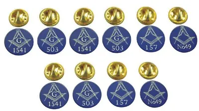 MASONIC LAPEL PIN BADGES / TIE PINS GIFT OWN PERSONALISED LODGE NO 5 10 15 Or 20 • £9.99