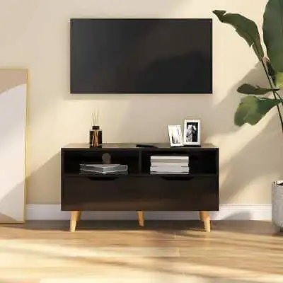 $98.99 • Buy TV Cabinet High Gloss Black 90x40x48.5 Cm Engineered Wood VidaXL