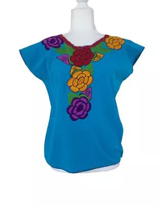 Mexican Style Embroidered Floral Top Blouse • $28