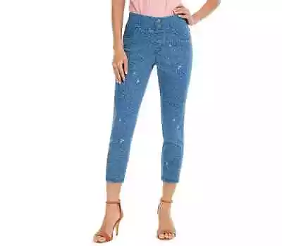 Hue Women’s High-Rise Ditsy Floral-Print Denim Skimmer Leggings Large NEW • $27.98