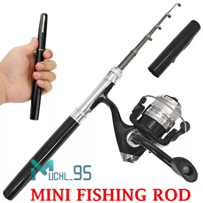 Telescopic Portable Mini Pocket Pen Fishing Rod Pole And Spinning Reel Combos • $18.99