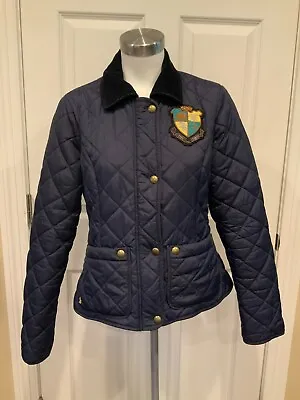 Tom Joule Country Navy Blue Quilted Jacket Coat W/ Corduroy Collar Size 8 (US) • $67.50