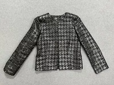 J.Crew Women’s Blazer Size 4 Wool Blend Houndstooth Tweed Metallic Classic Work • $43.99