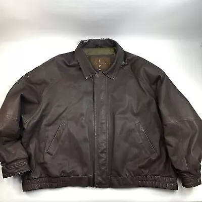 Joshua Ross Zip Up Dark Brown Biker Leather Jacket Casual Men’s Big Size 5XL • $67.99