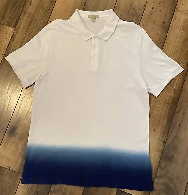 Burberry Brit Men's Pique XL 100% Cotton Polo Short Sleeve Shirt. White/Blue • $59.99