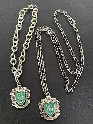 Harry Potter Slytherin Crest Necklace Bracelet Set Silver Tone • $19.99