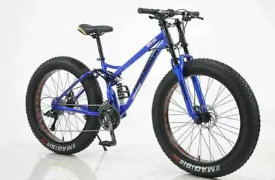 26  X 4.0 Fat Tire Bicycle Blue Beach Mountain Bike Full Suspension 21 Speed • $699