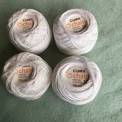 Coats Crochet Thread 20 White. Slightly Aged 4 X 20 Gms • £6