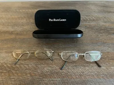 2 Pairs Vintage Wire Rimmed Glasses Frames W/ Polo Ralph Lauren Case • $29.95